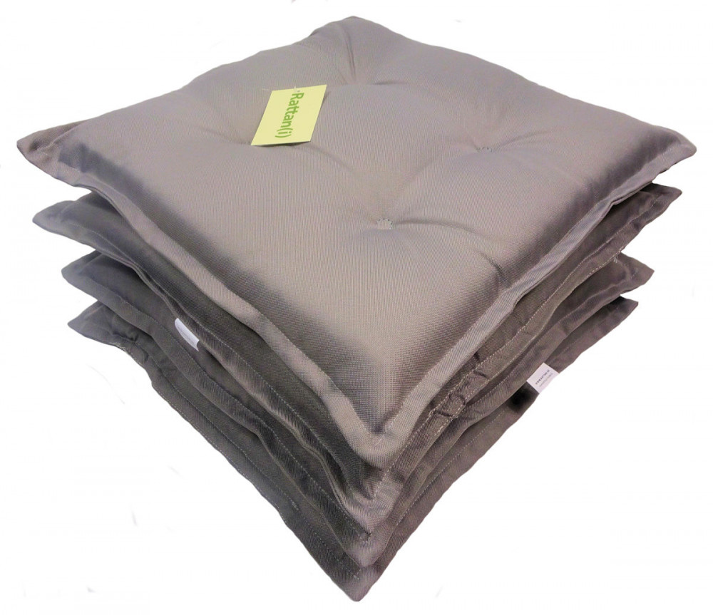 Set 4 x Stuhlkissen/Sitzkissen Inka 40 x 40 cm Dicke 6 cm, Fb. Soft Gray, Polyester