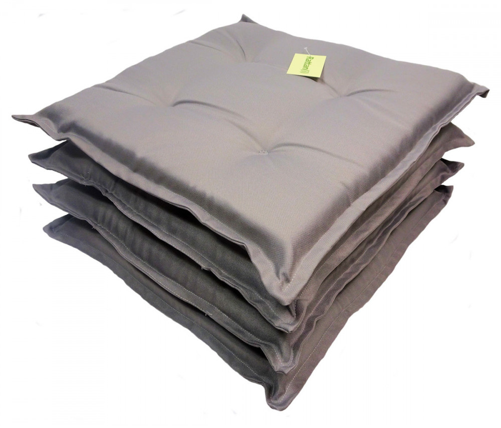 Set 4 x Stuhlkissen/Sitzkissen Inka 50 x 50 cm Dicke 6 cm, Fb. Soft Gray, Polyester