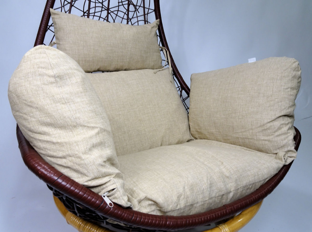 Polster, Kissen, Auflage für Rattan Hängeschaukel Schaukelstuhl Rattanschaukel Gr. Sitzfläche 60 x 50 cm Loneta beige