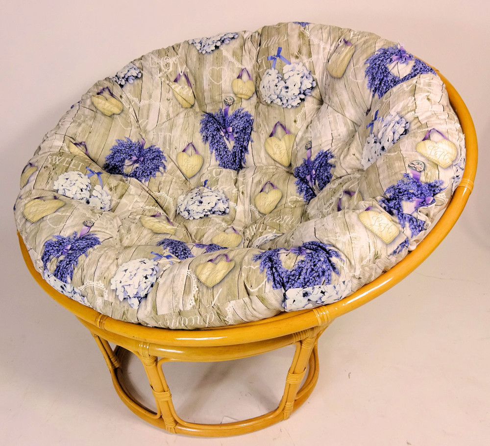 Rattan Papasan Sessel , Papasansessel D 110 cm , Fb. honig , inkl. hochwertigen Mirha Dig Print Fb. 491