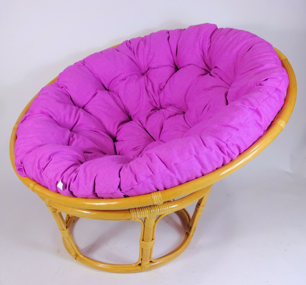 Rattan Papasansessel , Durchmesser 110 cm , Fb. honig , Polster uni living 246