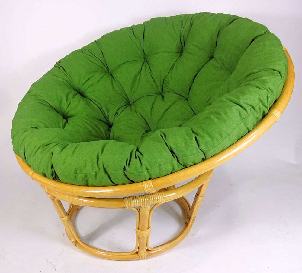 Rattan Papasansessel , Durchmesser 110 cm , Fb. honig , Polster uni living 193