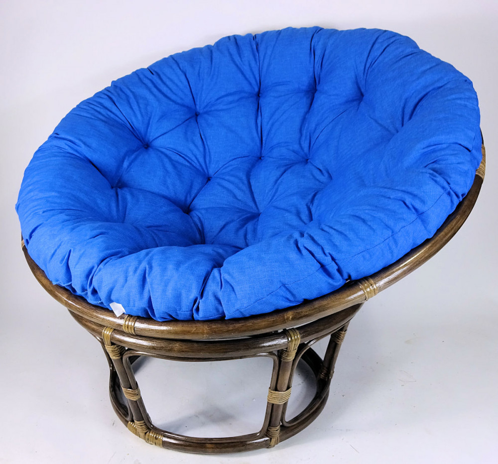 Rattan Papasansessel , Durchmesser 110 cm , Fb. darkbrown , Polster uni living 235