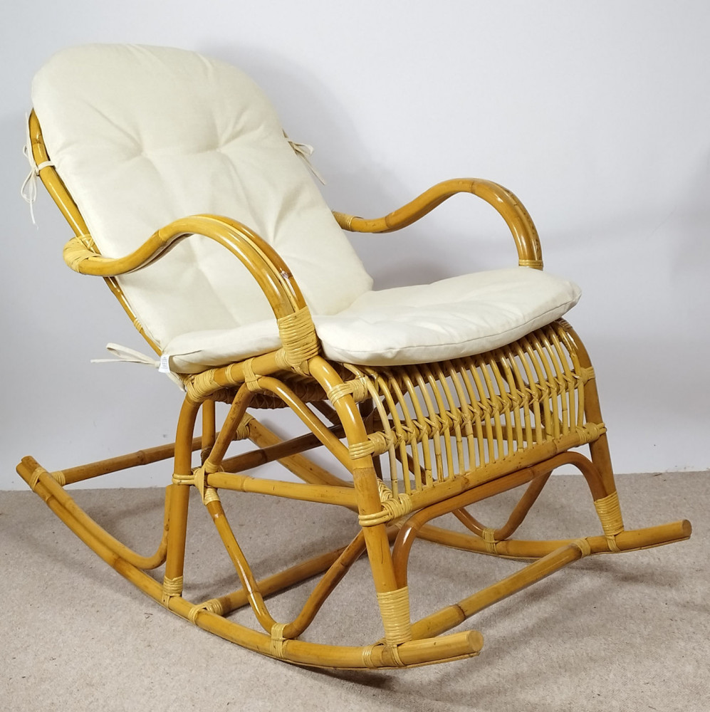 Rattani Rattan Schaukelstuhl Semanbo Rocking Chair + Polster