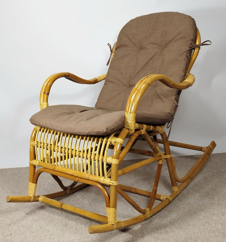 Rattani Rattan Schaukelstuhl Semanbo Rocking Chair + Polster