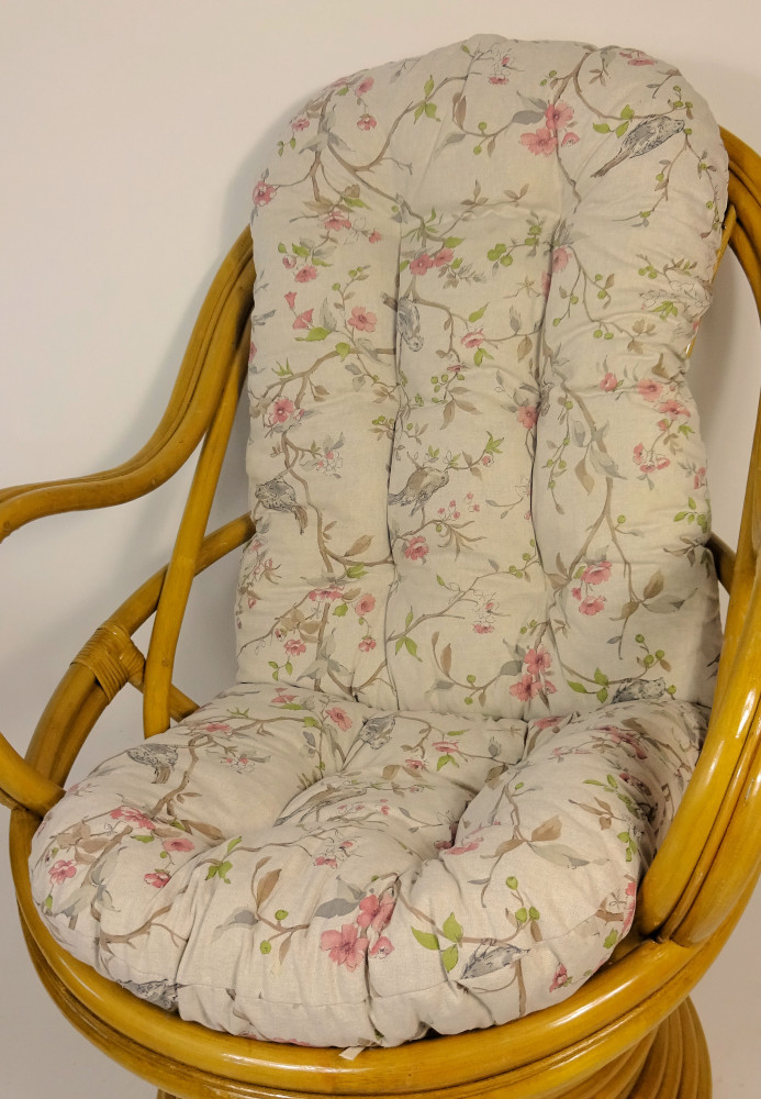 Polster , Kissen für Drehsessel / Schaukelstuhl Ersatzpolster L 135 cm , Stoff Mirha Leinen Birdy