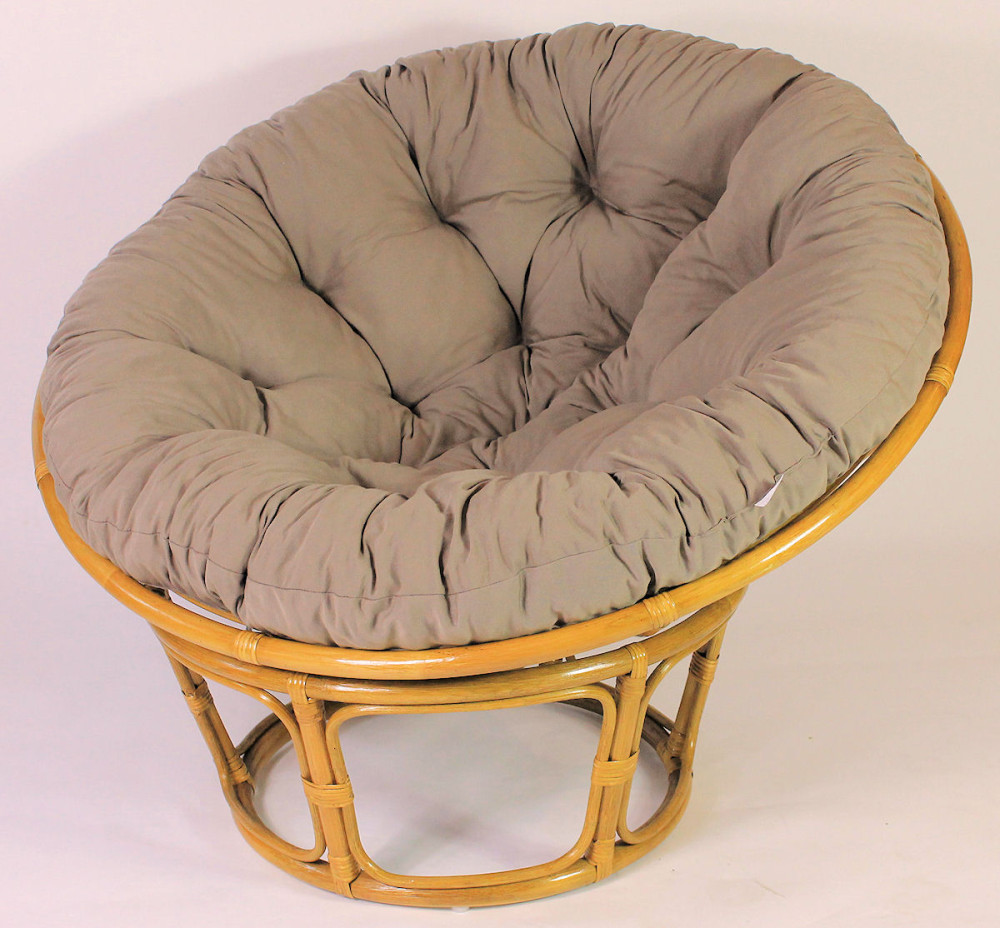 Rattan Papasansessel inkl. Polster , Gr. D 110 cm Fb. honig , Polster grau