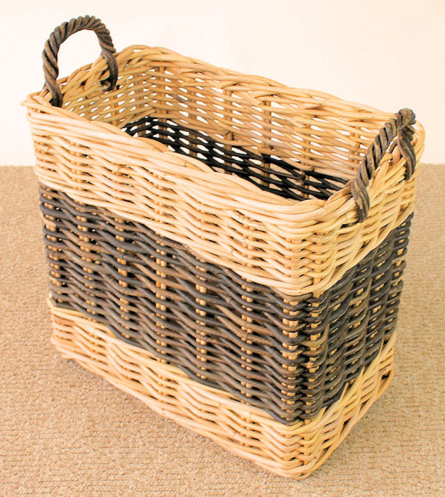 Rattan Kaminkorb / Holzkorb rechteckig