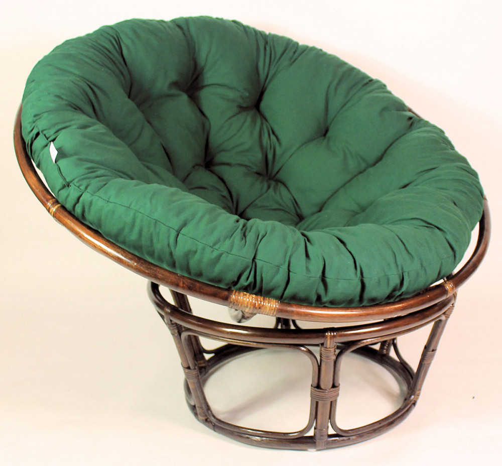 Rattan Papasansessel inkl. Polster , Gr. D 110 cm Polster dunkelgrün