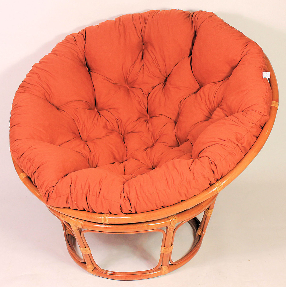 Rattan Papasan Sessel Mit Polster - 110cm Durchmesser Honigfarben Lachsfarben